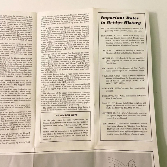 Vintage Golden Gate Bridge Brochure and Map Collectible Travel Souvenirs - Picture 12 of 12